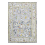 2' x 3' Blue and Ivory Oriental Power Loom Distressed Area Rug