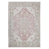 2' x 3' Green and Pink Medallion Power Loom Distressed Area Rug