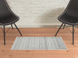 2' x 3' Black and Gray Geometric Flatweave Handmade Distressed Area Rug with Fringe