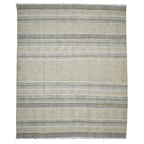 2' x 3' Blue and Brown Geometric Flatweave Handmade Distressed Area Rug with Fringe