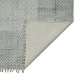 2' x 3' Blue and Ivory Geometric Flatweave Handmade Distressed Area Rug with Fringe