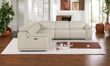 Light Gray Italian Leather Power Reclining U Shaped Five Piece Corner Sectional With Console