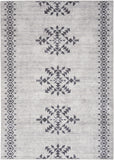 5' x 7' Gray and Ivory Geometric Power Loom Washable Area Rug