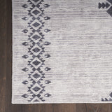 6' x 9' Gray and Ivory Geometric Power Loom Washable Area Rug