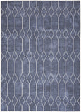 6' x 9' Blue and Ivory Geometric Power Loom Washable Area Rug