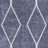 6' x 9' Blue and Ivory Geometric Power Loom Washable Area Rug