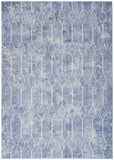 6' x 9' Blue and Off White Geometric Power Loom Washable Area Rug