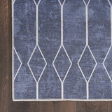 8' x 10' Blue and Ivory Geometric Power Loom Washable Area Rug