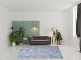 8' x 10' Blue and Off White Geometric Power Loom Washable Area Rug