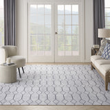 9' x 12' Blue and Gray Geometric Power Loom Washable Area Rug