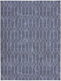 9' x 12' Blue and Off White Geometric Power Loom Washable Area Rug