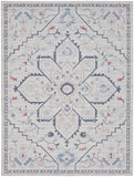 9' x 12' Ivory and Blue Oriental Power Loom Washable Area Rug