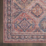 9' x 12' Blue and Red Floral Power Loom Distressed Washable Area Rug