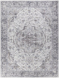 9' x 12' Beige and Ivory Floral Power Loom Distressed Washable Area Rug