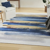 5' x 7' Gray and Ivory Abstract Power Loom Washable Non Skid Area Rug