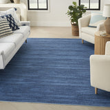 8' x 10' Blue and Gray Abstract Power Loom Washable Non Skid Area Rug