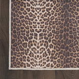 5' x 7' Brown and Ivory Leopard Print Power Loom Washable Non Skid Area Rug