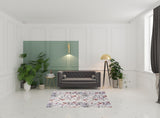 5' x 7' Ivory Pink and Green Floral Power Loom Washable Non Skid Area Rug