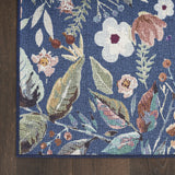 6' x 9' Blue and Green Floral Power Loom Washable Non Skid Area Rug