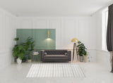 6' x 9' Ivory and Gray Geometric Power Loom Washable Non Skid Area Rug