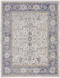 9' x 12' Ivory Blue and Gray Oriental Power Loom Area Rug