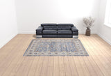 9' x 12' Blue and Gray Oriental Power Loom Area Rug