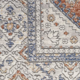 9' x 12' Blue and Beige Oriental Power Loom Area Rug