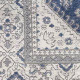 9' x 12' Ivory Blue and Gray Oriental Power Loom Area Rug