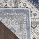 9' x 12' Ivory Blue and Gray Oriental Power Loom Area Rug