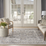 9' x 12' Ivory Blue and Gray Oriental Power Loom Area Rug