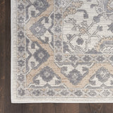 9' x 12' Gray and Ivory Oriental Power Loom Area Rug