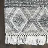 4' x 6' Gray and Ivory Geometric Hand Woven Area Rug With Fringe