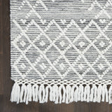 4' x 6' Gray and Ivory Geometric Hand Woven Area Rug With Fringe