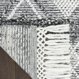 4' x 6' Gray and Ivory Geometric Hand Woven Area Rug With Fringe