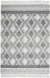 4' x 6' Gray and Ivory Geometric Hand Woven Area Rug With Fringe