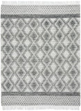 8' x 11' Gray and Ivory Geometric Hand Woven Area Rug With Fringe