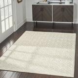 8' Gray and Ivory Geometric Hand Woven Runner Rug With Fringe