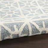 4' x 6' Light Blue and White Geometric Hand Tufted Area Rug