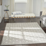 4' x 6' Light Blue and White Geometric Hand Tufted Area Rug