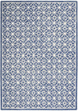 4' x 6' Blue and Off White Geometric Hand Tufted Area Rug