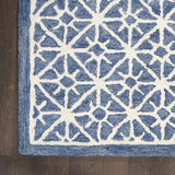 4' x 6' Blue and Off White Geometric Hand Tufted Area Rug