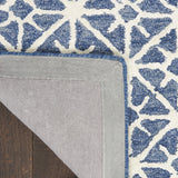 4' x 6' Blue and Off White Geometric Hand Tufted Area Rug