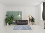 5' x 7' Blue and Off White Geometric Hand Tufted Area Rug