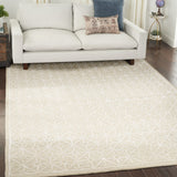 5' x 7' Blue and Off White Geometric Hand Tufted Area Rug