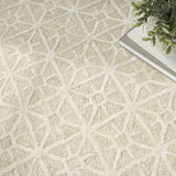 8' x 10' Beige and Ivory Geometric Hand Tufted Area Rug