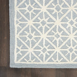 8' x 10' Light Blue and White Geometric Hand Tufted Area Rug