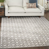 8' x 10' Light Blue and White Geometric Hand Tufted Area Rug