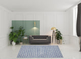 8' x 10' Blue and Off White Geometric Hand Tufted Area Rug