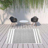 8' x 10' Gray Striped Handmade Stain Resistant Non Skid Indoor Outdoor Area Rug