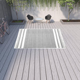 9' x 12' Gray Striped Handmade Stain Resistant Non Skid Indoor Outdoor Area Rug